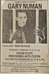 Gary Numan Providence Ocean State Newspaper Clipping 1980